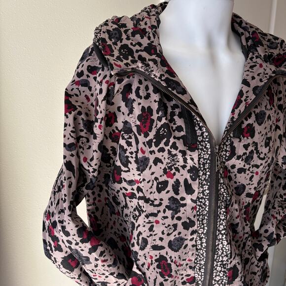 Unique WOMEN'S XL Animal Print Lavender Purple Zip Jacket Hooded Asian Cotton - Picture 8 of 16